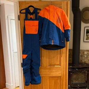 Kids Blue and Orange Jacket & Bib Set